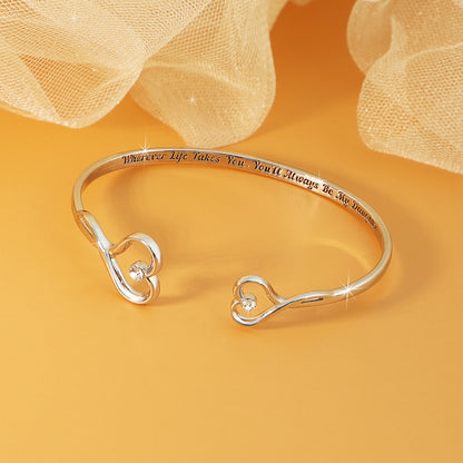 Corrosion engraved heart shape bracelet