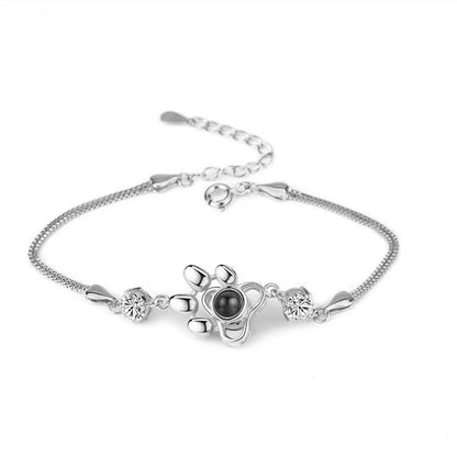 Dog paw print projection photo bracelet