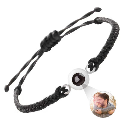Photo projection woven couple's bracelet