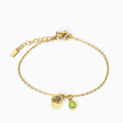 Photo projection water droplet shape zodiac stone bracelet