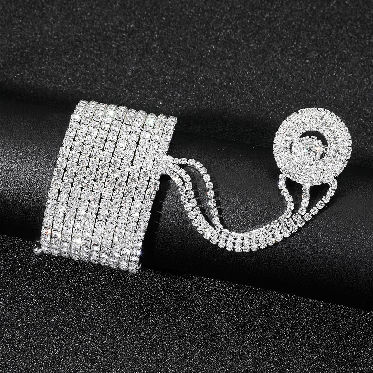 Multi-layered rhinestone finger bracelet