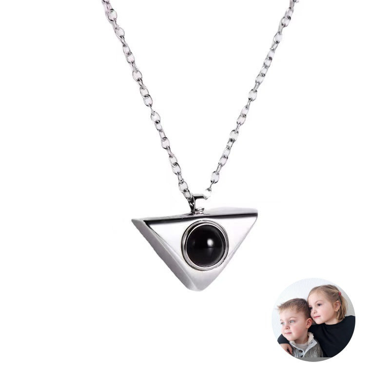 Photo projection triangle necklace