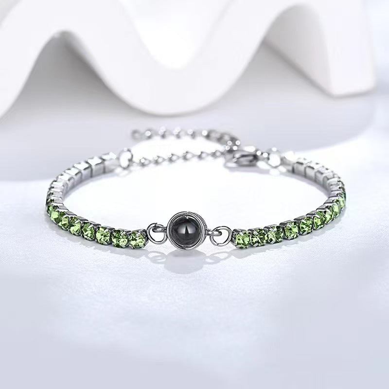 Colored diamond projection photo bracelet
