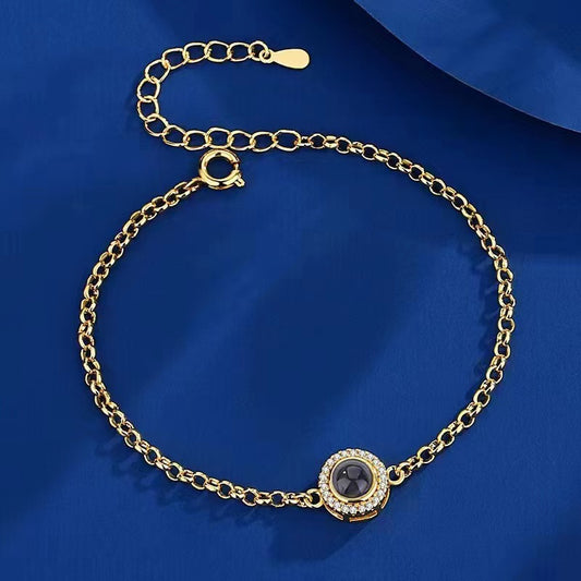 Photo projection round bezel fashion jewelry