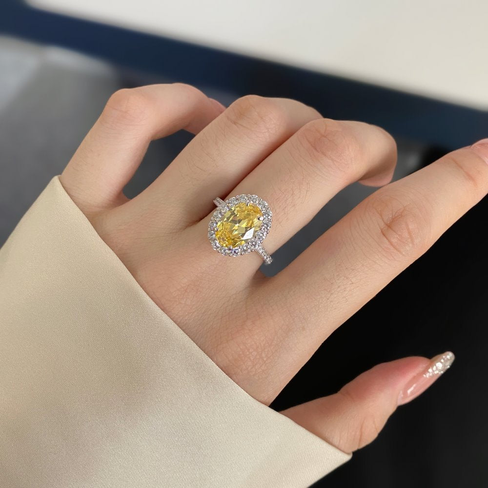 Classic noble shining ice flower cut high carbon diamond zircon ring - jewelryweilin