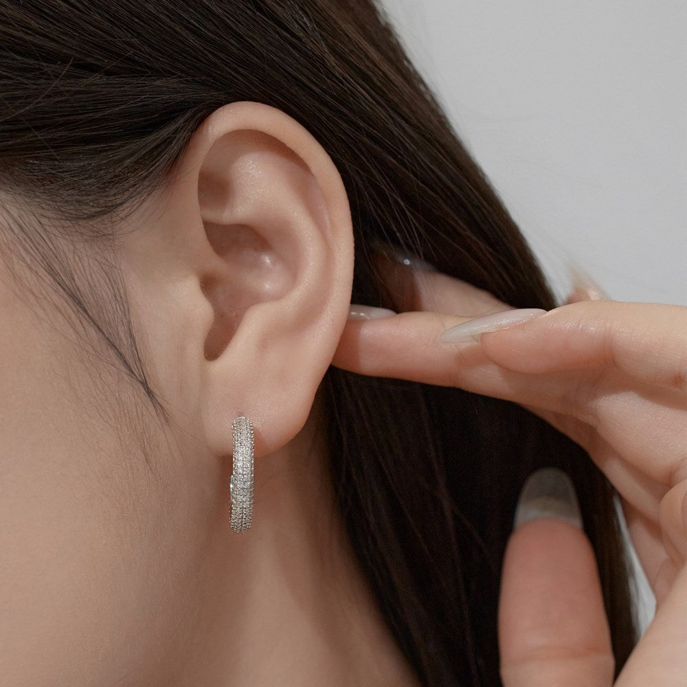 Fashionable and simple sterling silver zircon half hoop earrings - jewelryweilin