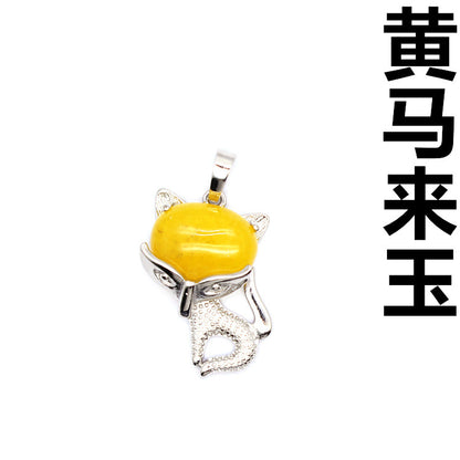 Ancient style little fox crystal pendant