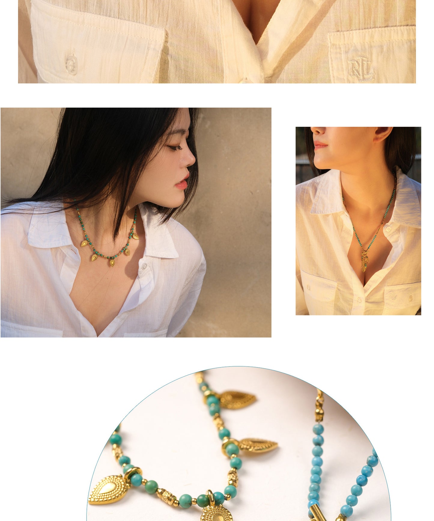 Basket of gold leaf necklace