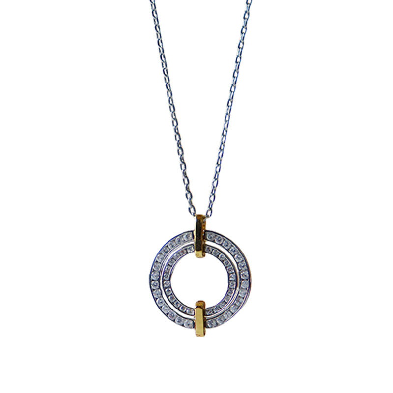 Novelty retro zircon double ring necklace women's accessories - jewelryweilin