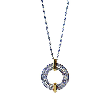 Novelty retro zircon double ring necklace women's accessories - jewelryweilin
