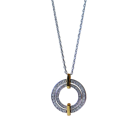 Novelty retro zircon double ring necklace women's accessories - jewelryweilin