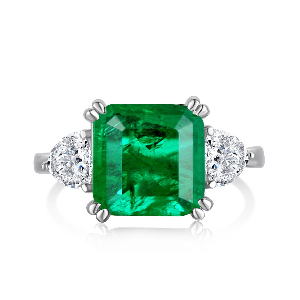 Retro high-end zircon emerald ring - jewelryweilin