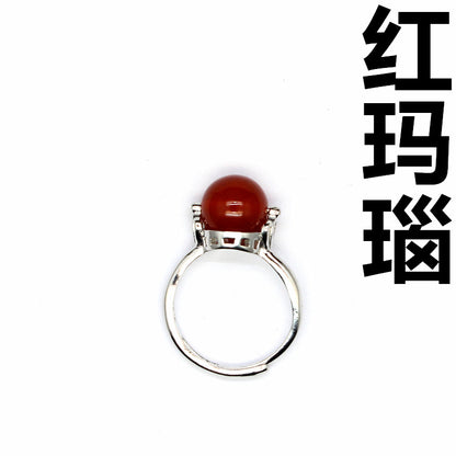Natural stone lucky beads ring