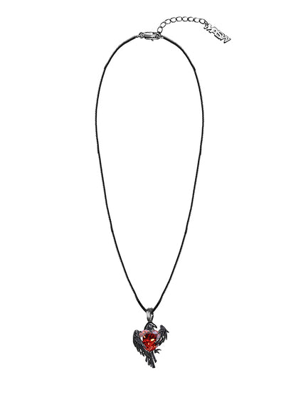 Black crow heart necklace