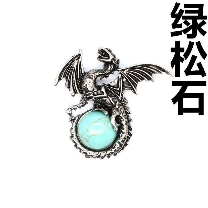 Vintage Natural Stone Dragon Pendant