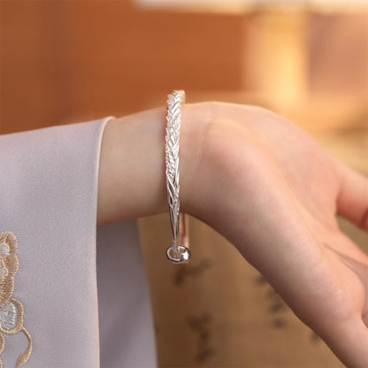 Chinese style braided twisted hemp sterling silver bracelet