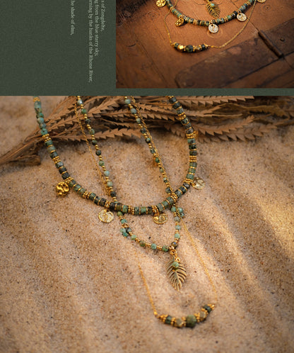Ethnic-style green turquoise necklace
