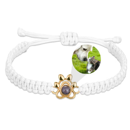 Photo projection dog paw woven wristband