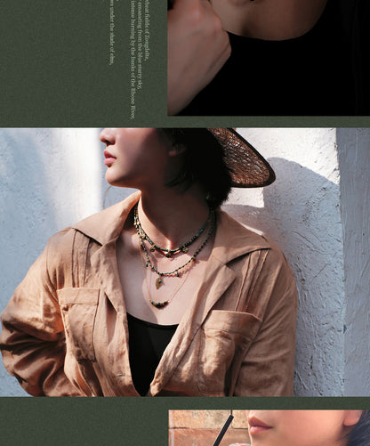 Ethnic-style green turquoise necklace