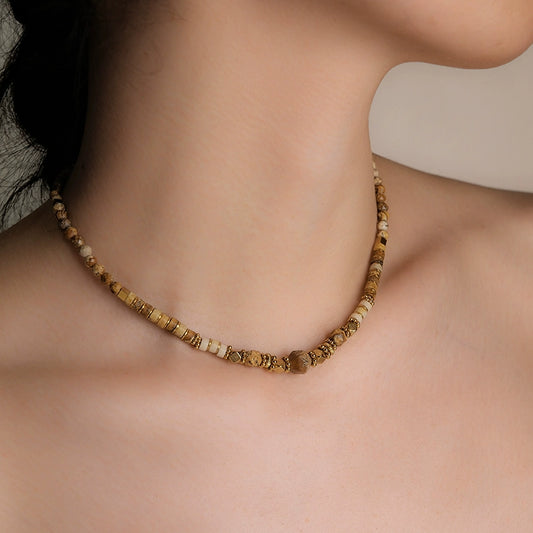 Golden wheat harvest necklace