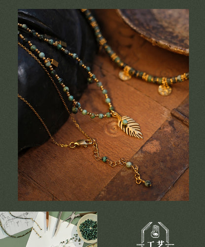 Ethnic-style green turquoise necklace