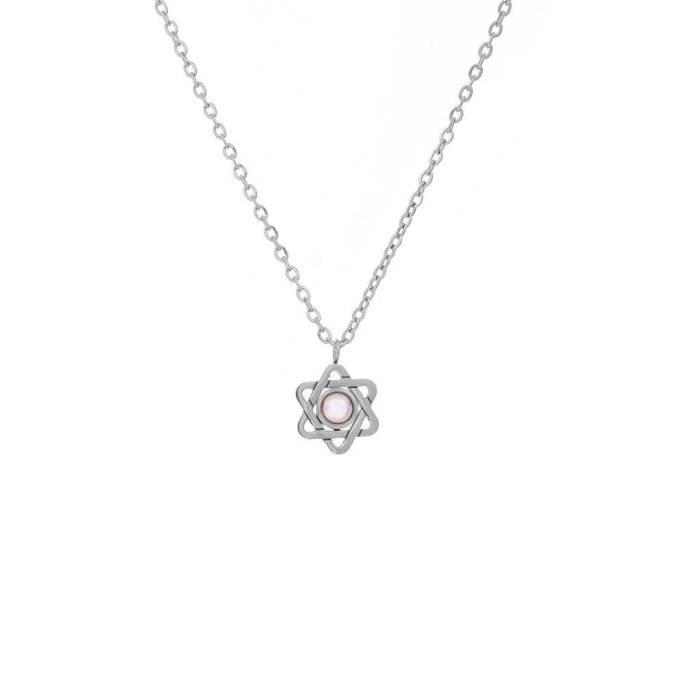 Six-pointed star necklace with hidden photo projection - custom gift
