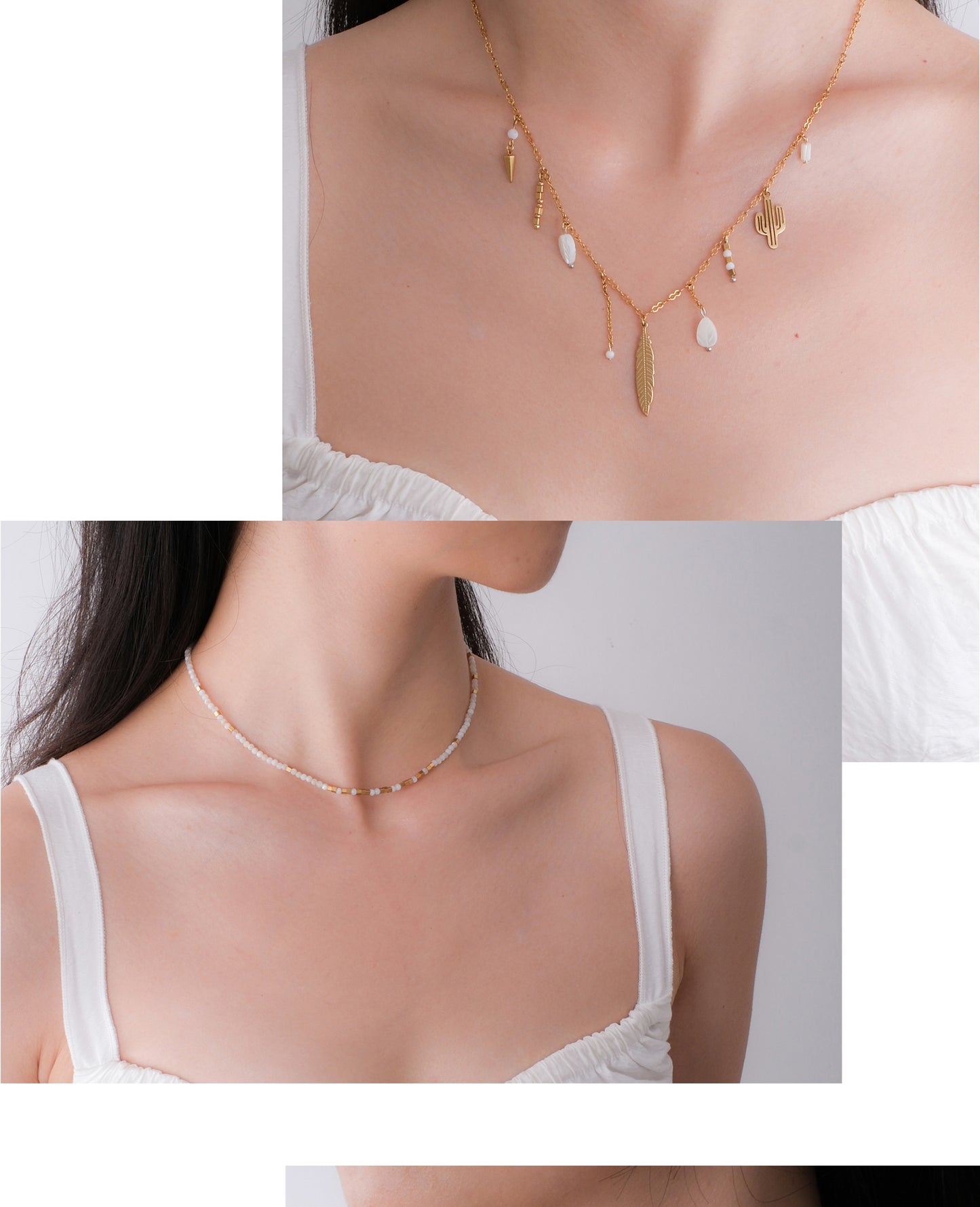 White light golden leaf necklace