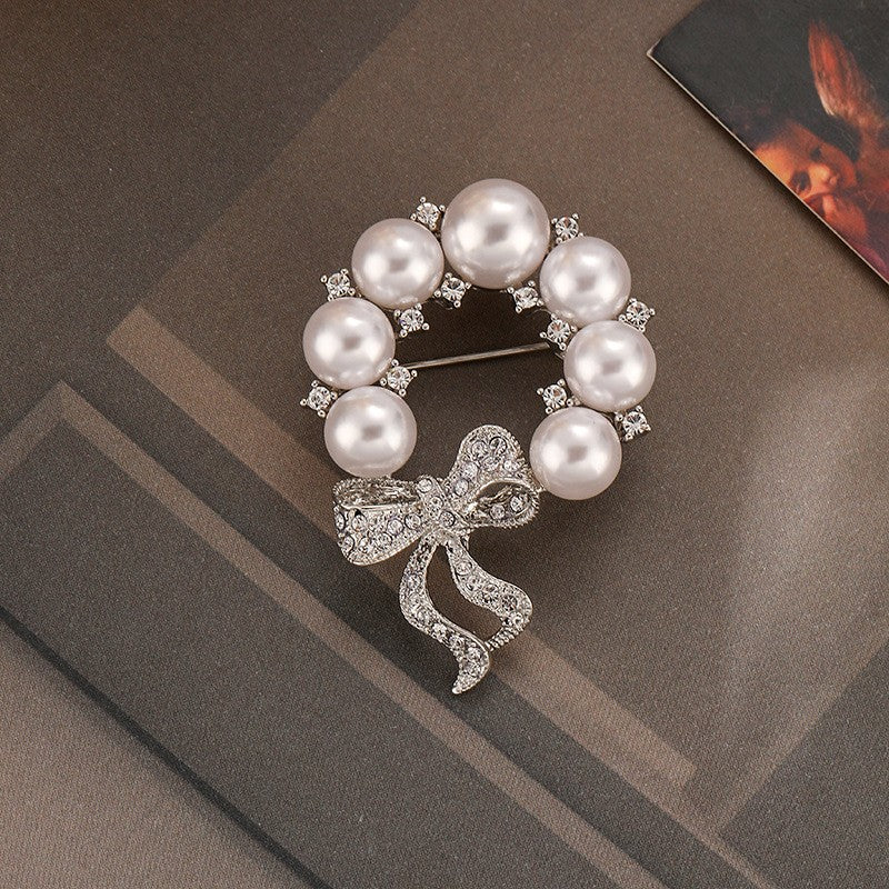 High-grade zircon pearl butterfly brooch simple niche clothing women's accessories - jewelryweilin
