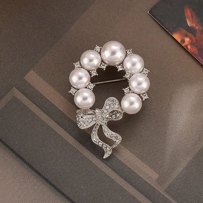 High-grade zircon pearl butterfly brooch simple niche clothing women's accessories - jewelryweilin