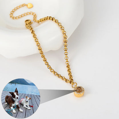 Projection photo round bubble couple bracelet