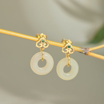 Retro New Chinese Peace Buckle Earrings - jewelryweilin