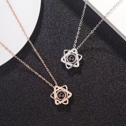 Photo projection six-pointed star necklace