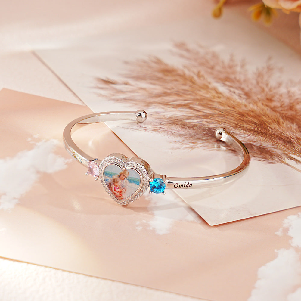 Pulsera con foto de corazón personalizada 
