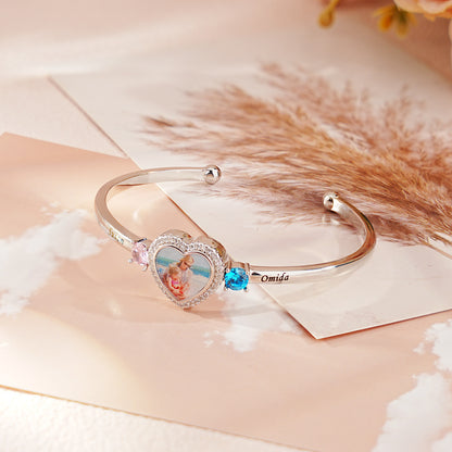 Pulsera con foto de corazón personalizada 