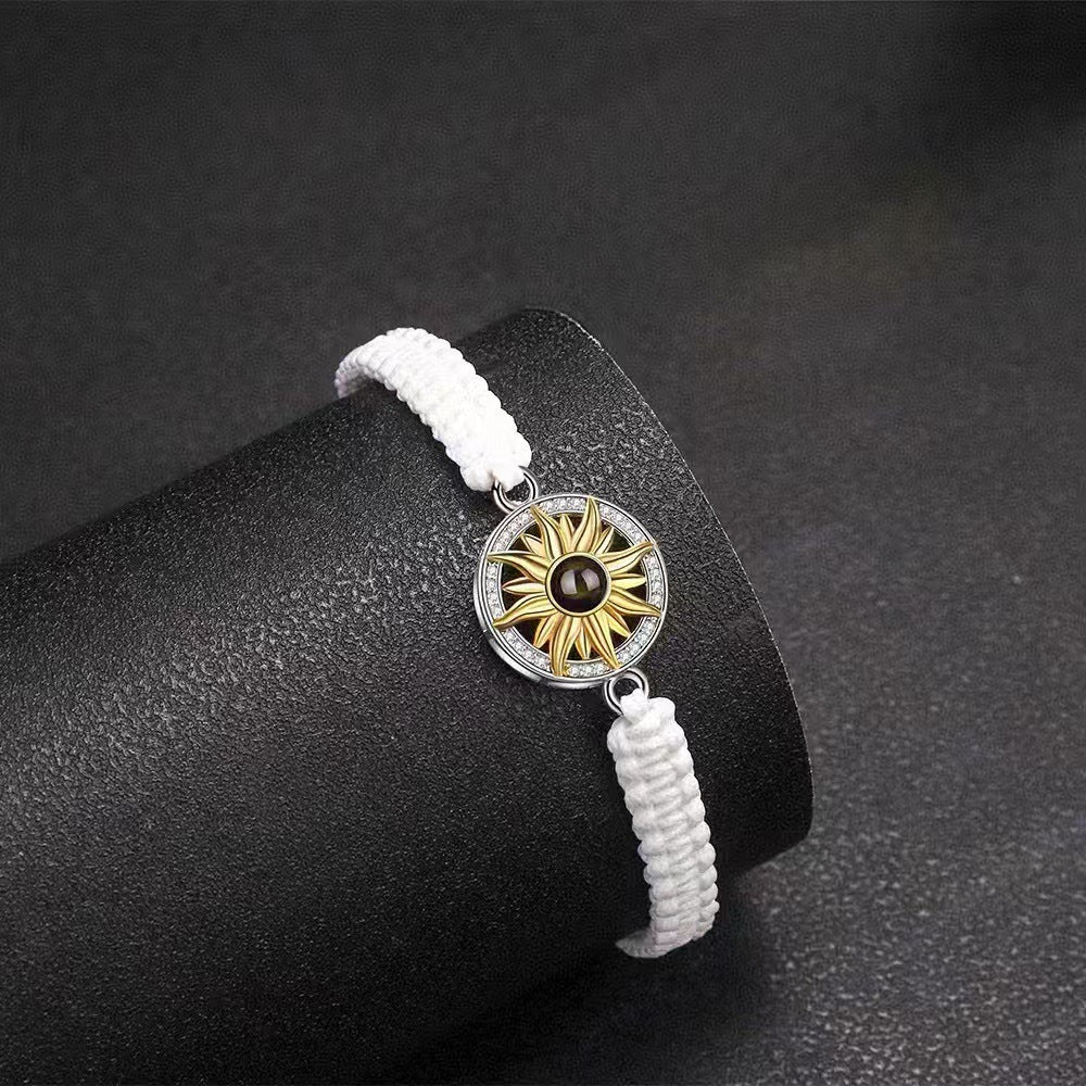 Photo projection sunflower woven wristband