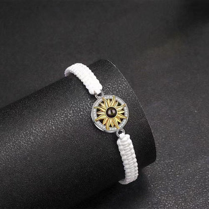 Photo projection sunflower woven wristband