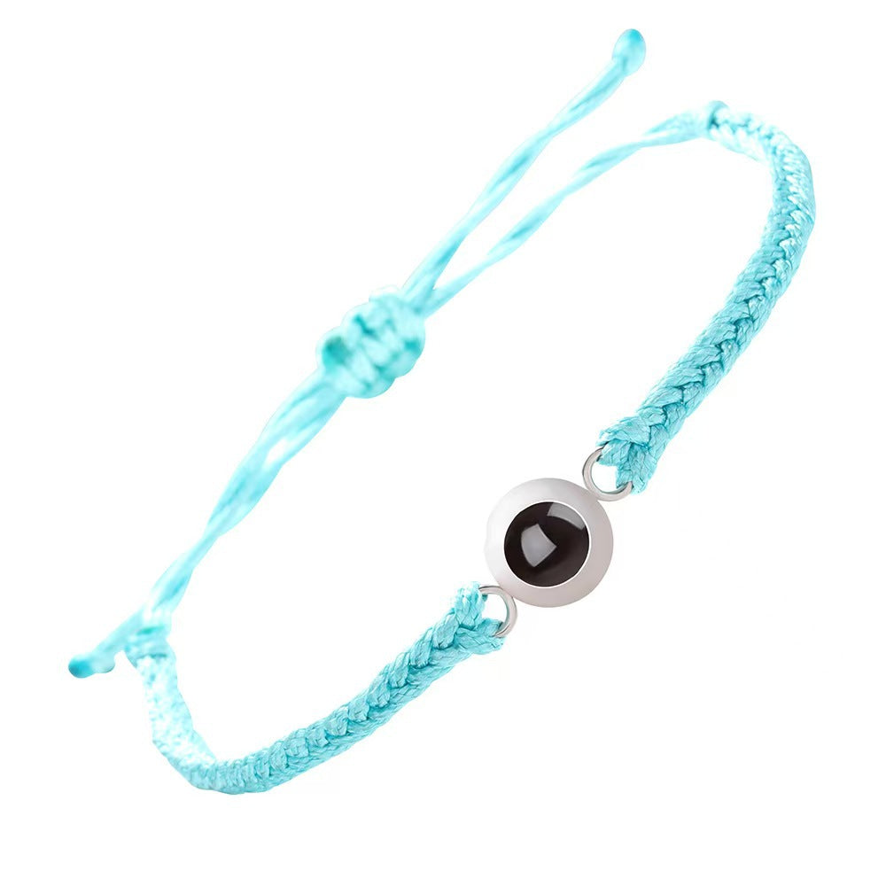 Photo projection woven couple's bracelet
