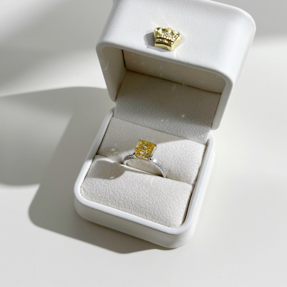 Classic and fashionable ice flower cut zircon ring - jewelryweilin