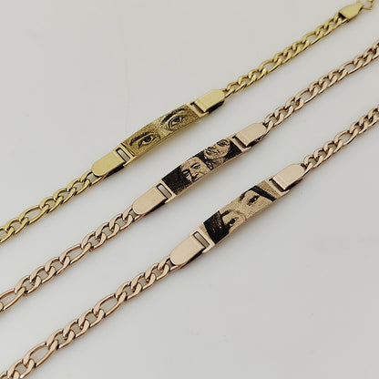 Brazalete con cadena de mano con imagen y texto grabado personalizado 