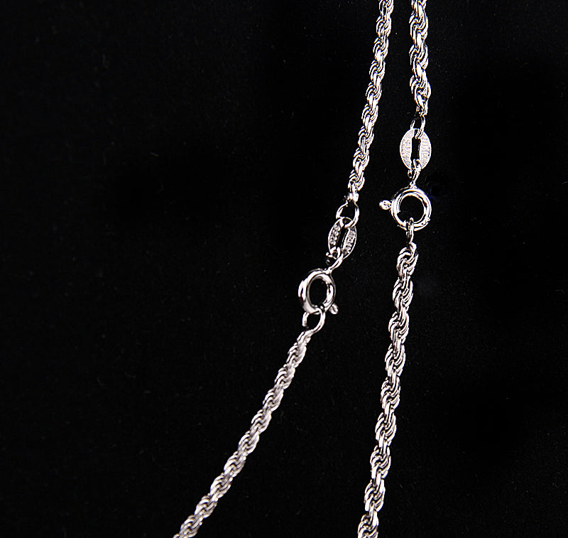 White platinum twisted hemp rope hip-hop necklace