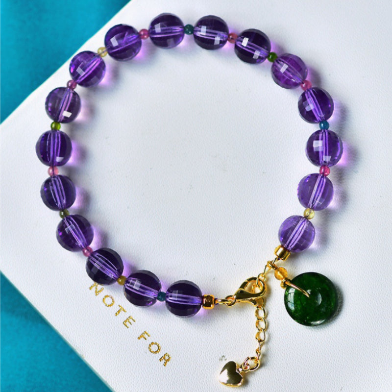 Natural Amethyst Hard-Polish Round Faceted Bracelet