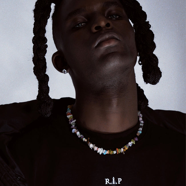 Natural stone free shape hip hop necklace