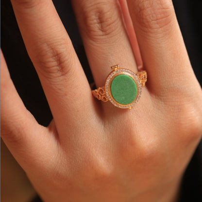 Natural Grade A Jadeite Sachet-Style Ring