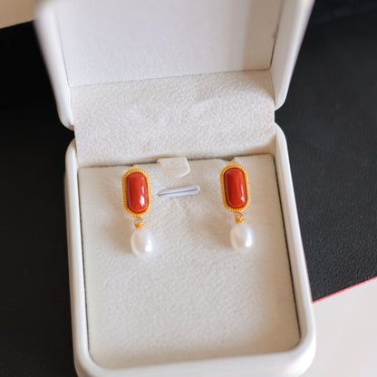 Natural Nanhong Agate Earrings