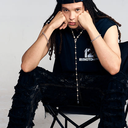 Long pearl hip-hop necklace