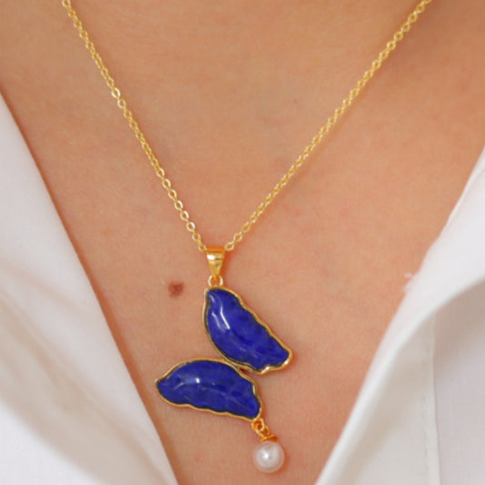 Natural Lapis Lazuli Butterfly Pendant