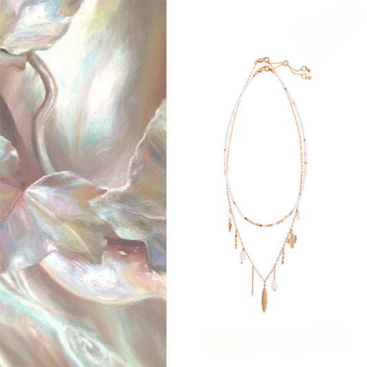 White light golden leaf necklace