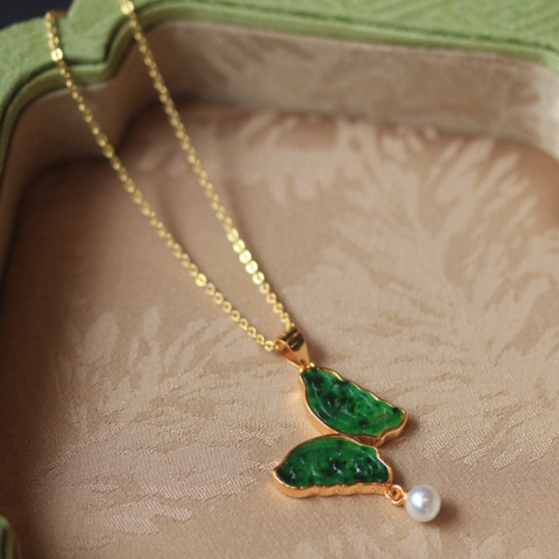 Natural Jadeite Butterfly Pendant