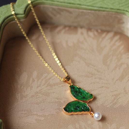 Natural Jadeite Butterfly Pendant