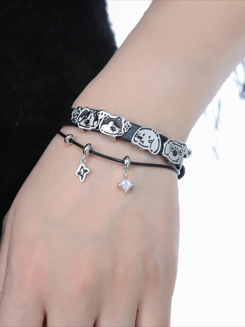Cute puppy leather bracelet